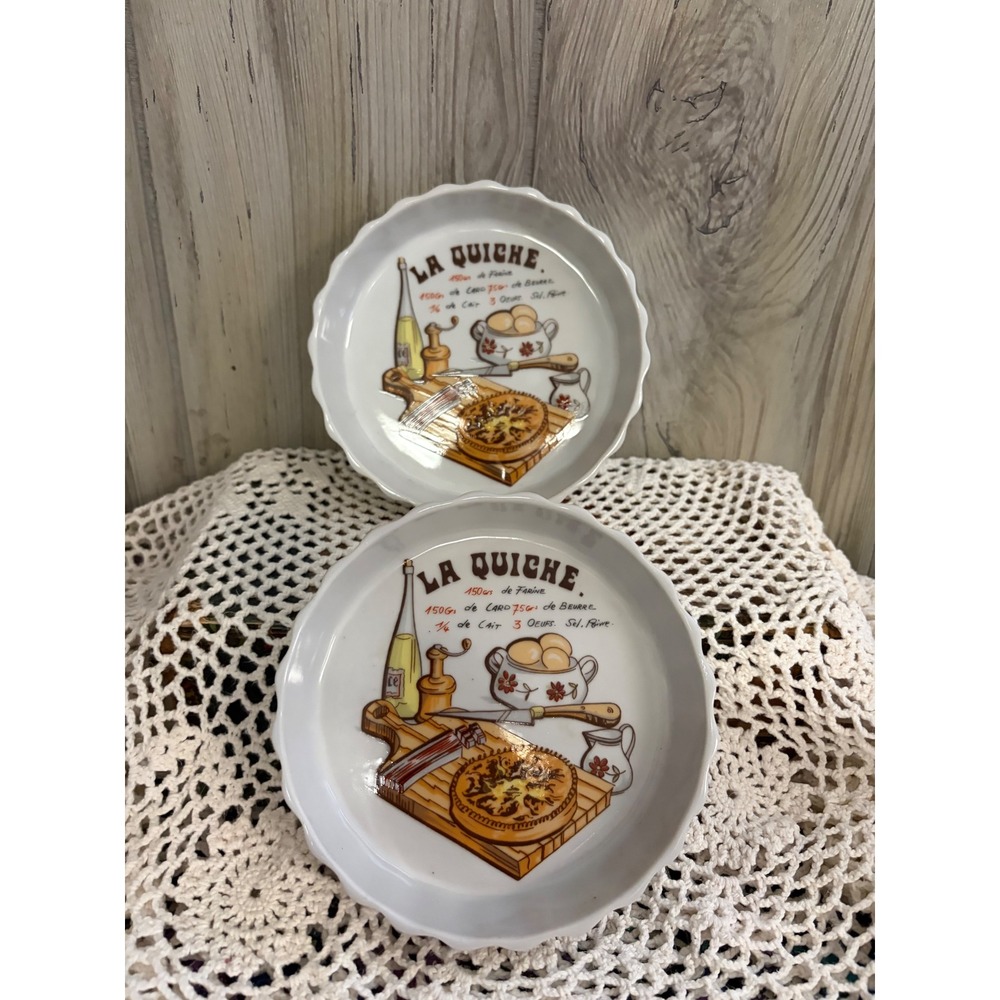 Shafford Co La Quiche Recipe Mini Tart Dishes Set of 2 Vintage Ceramic 5 Inch